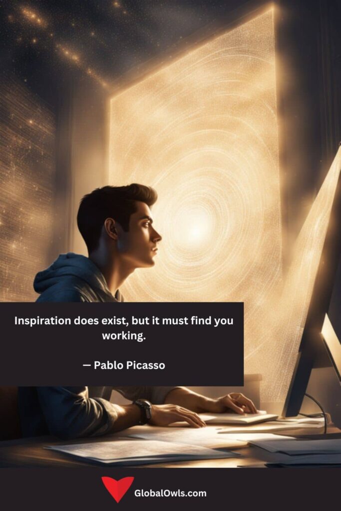A inspiração para citações de sucesso existe, mas deve encontrar você trabalhando. -Pablo Picasso