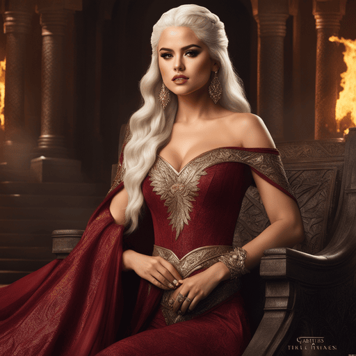 Ultra realistic, ultra detailed, Selena Gomez AI Art Example dressed as Khaleesi from the Game of Thrones