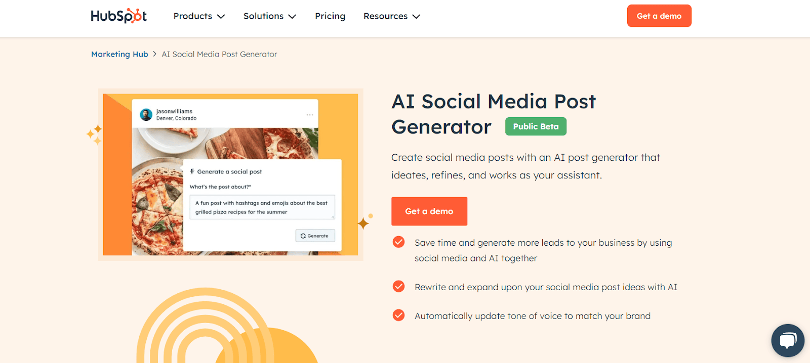 HubSpot AI Social Media Caption Generator