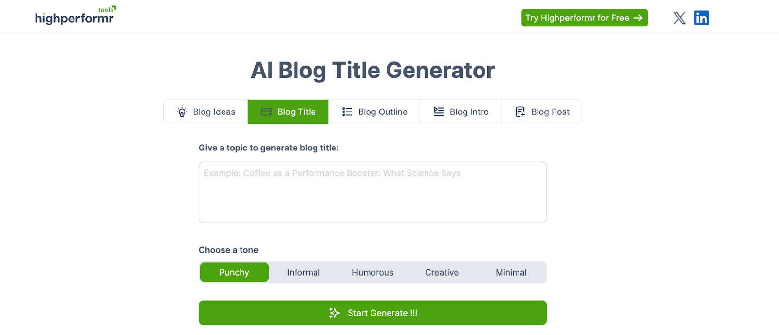 AI Title Generator by Highperformr