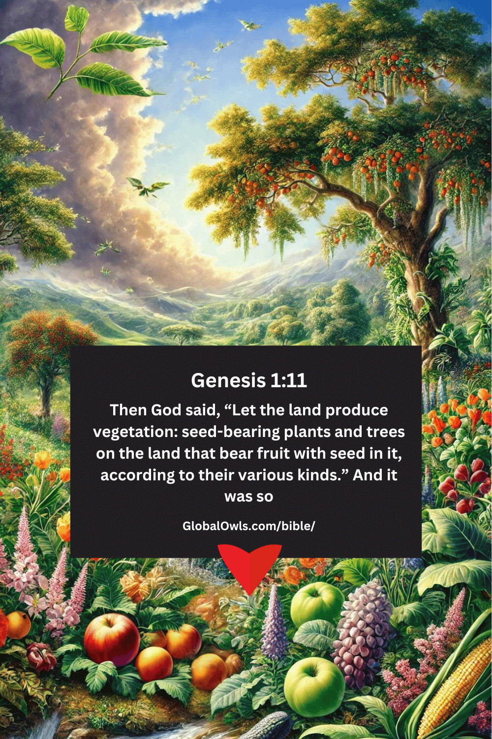 Genesis 1-11 Then God said, “Let the land produce vegetation seed-bearing plants and trees on the land that bear fruit with seed in it, according to their various kinds.” And it was so