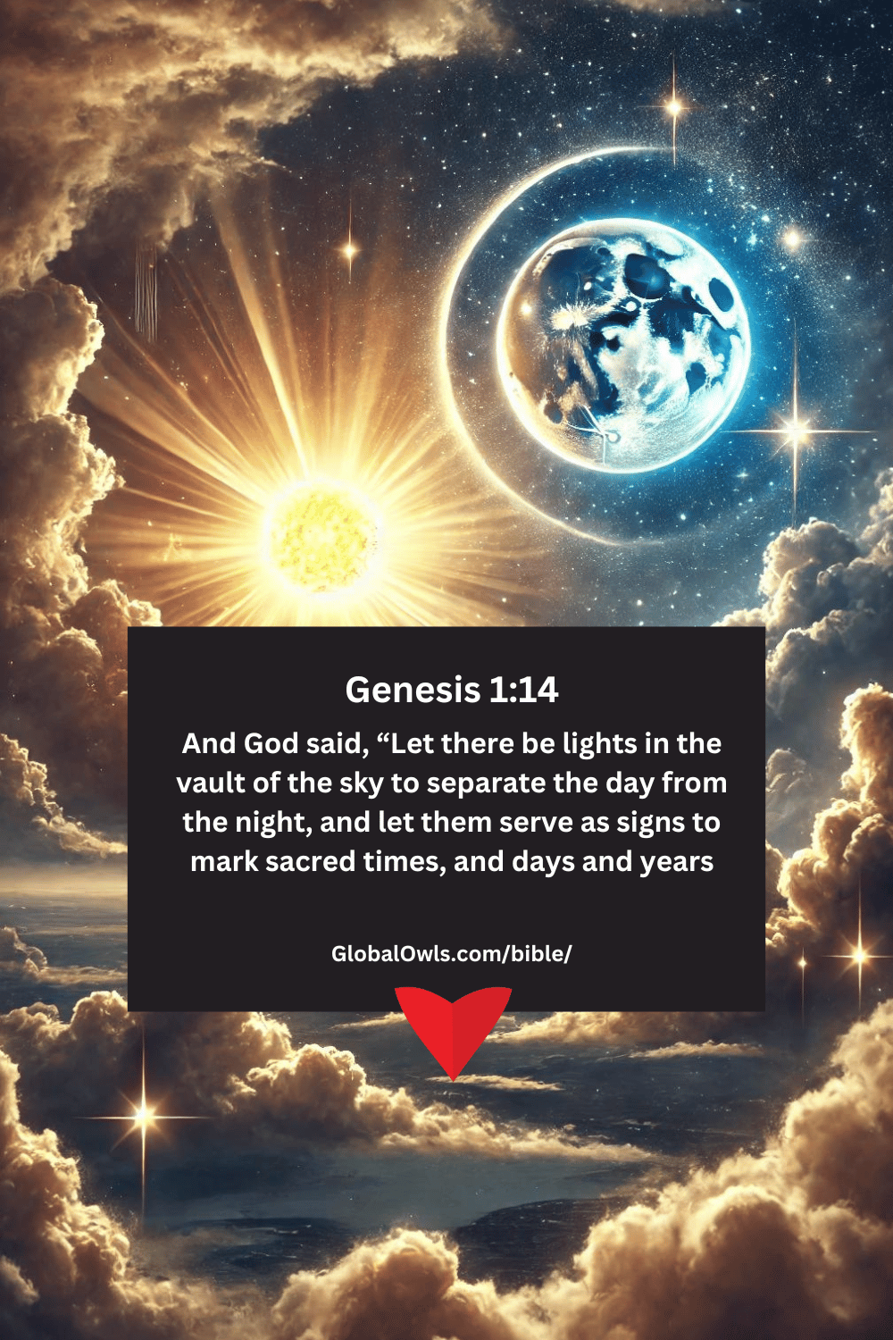Genesis 1-14 And God said, “Let there be lights in the vault of the sky to separate the day from the night, and let them serve as signs to mark sacred times, and days and years