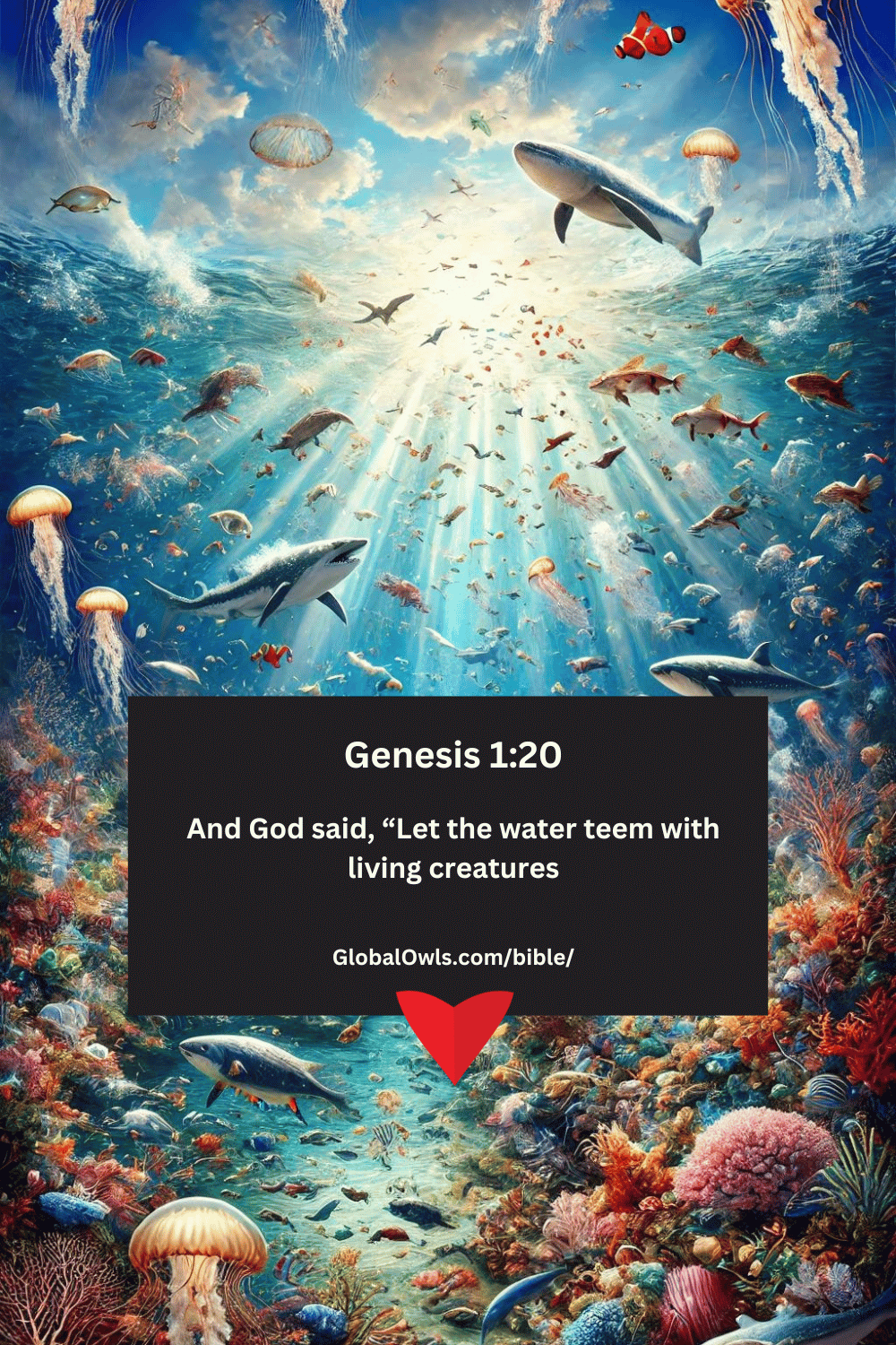 Genesis 1-20 And God said, “Let the water teem with living creatures