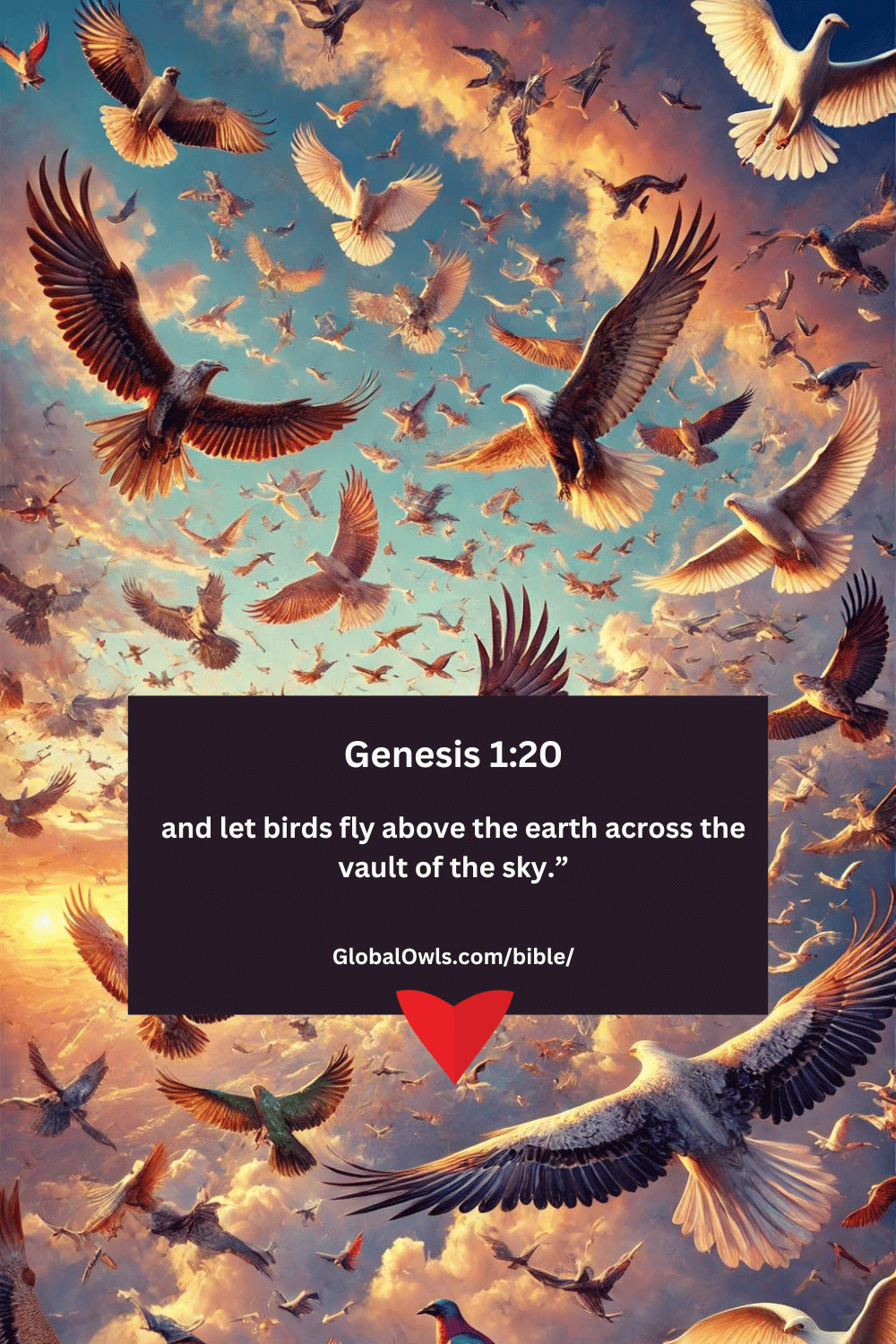 Genesis 1-20 and let birds fly above the earth across the vault of the sky.”