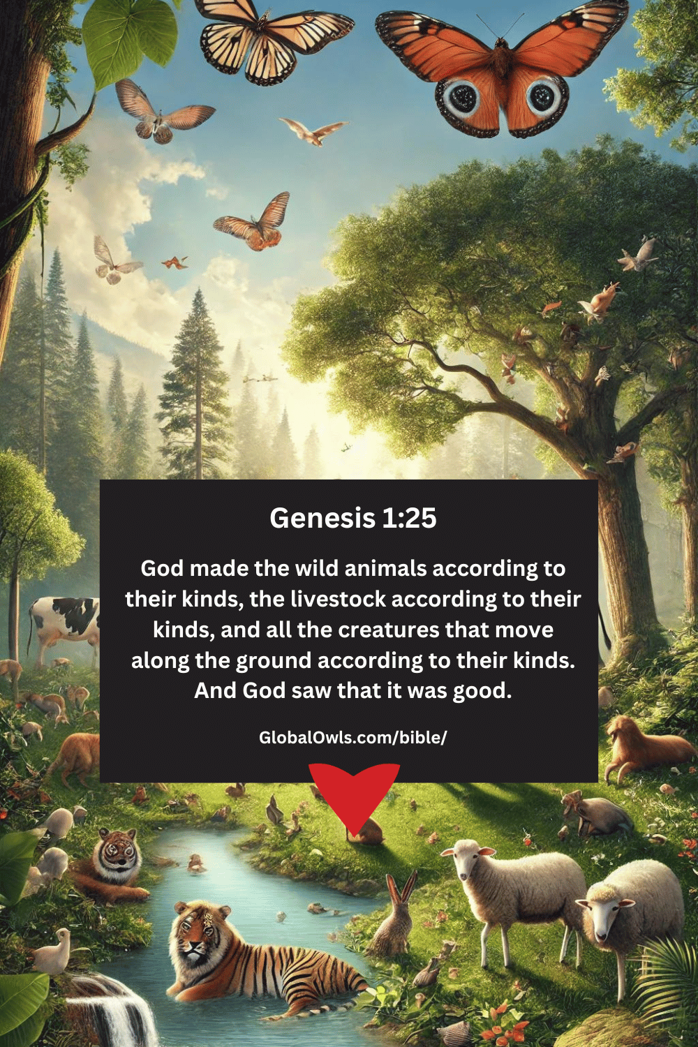 Genesis 1-25 God made the wild animals according to their kinds, the livestock according to their kinds, and all the creatures that move along the ground according to their kinds. And God saw that