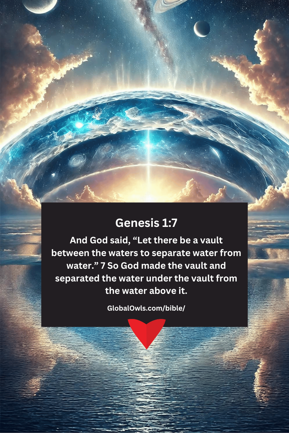 Genesis 1-7 And God said, “Let there be a vault between the waters to separate water from water.” 7 So God made the vault and separated the water under the vault from the water above it.