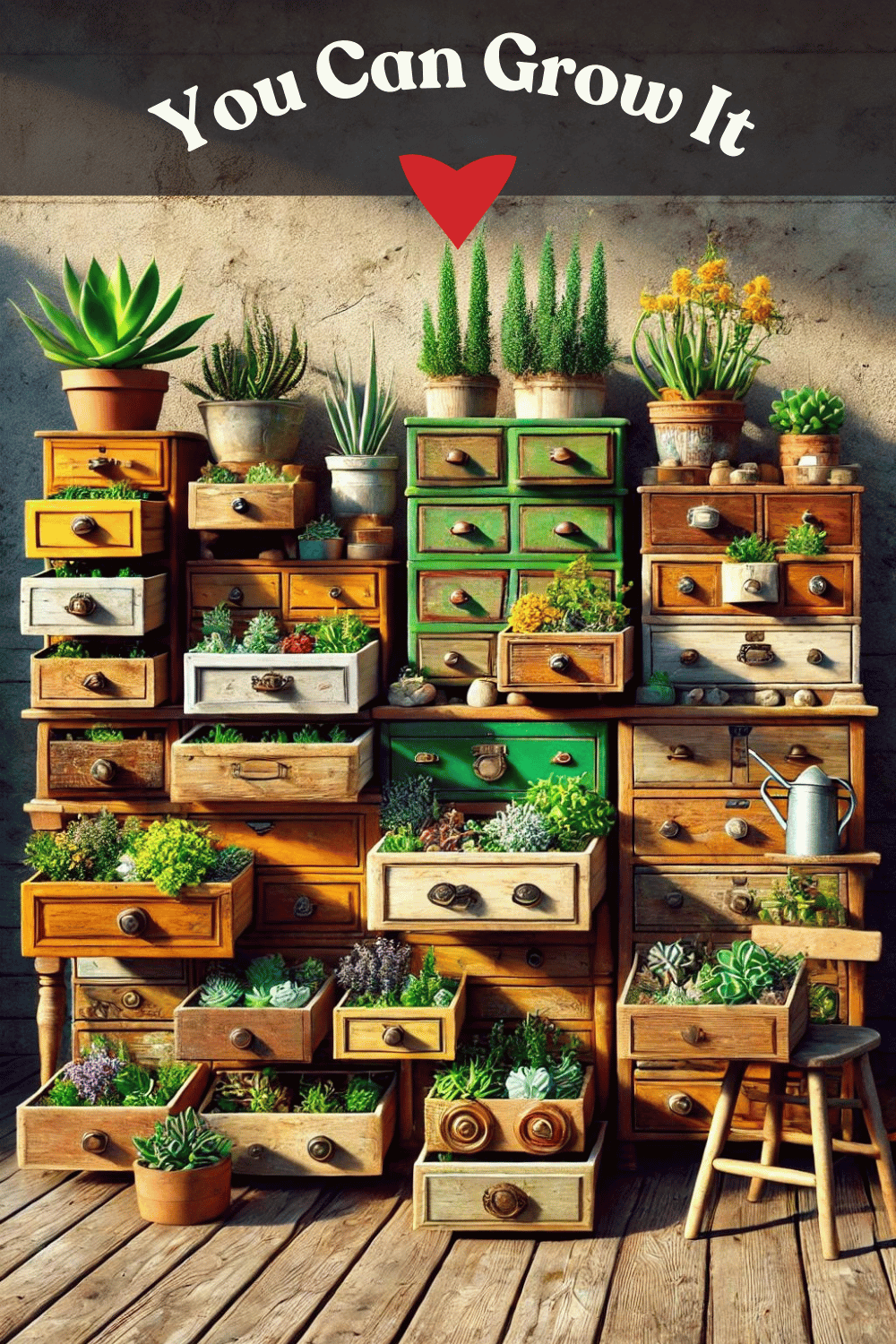 Indoor Container Gardening Ideas - Convert Old Wooden Drawers Into Unique Plant Containers