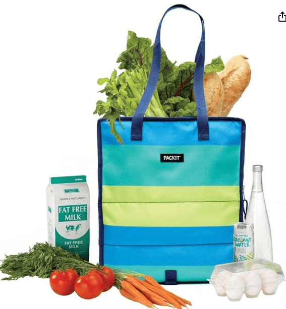 Best Reusable Grocery Bags - PackIt Freezable Grocery Tote, Built with EcoFreeze Technology, Foldable, Collapsible, Reusable, Zip Closure, Dual Handles