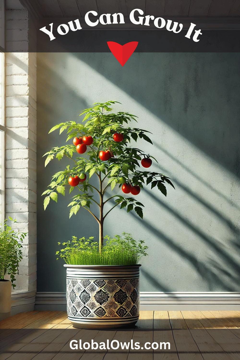 Growing Tomatoes Indoors - Tomato Tree in a Corner Pot