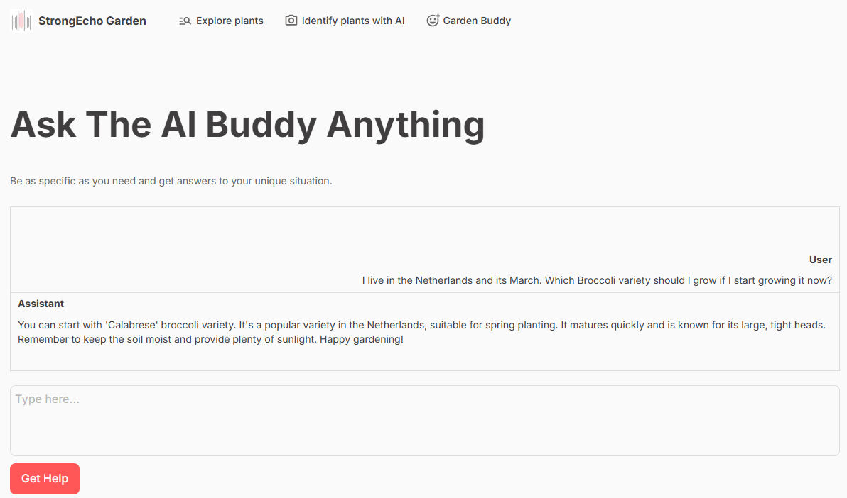 Which broccoli veriety to grow - ai garden app example
